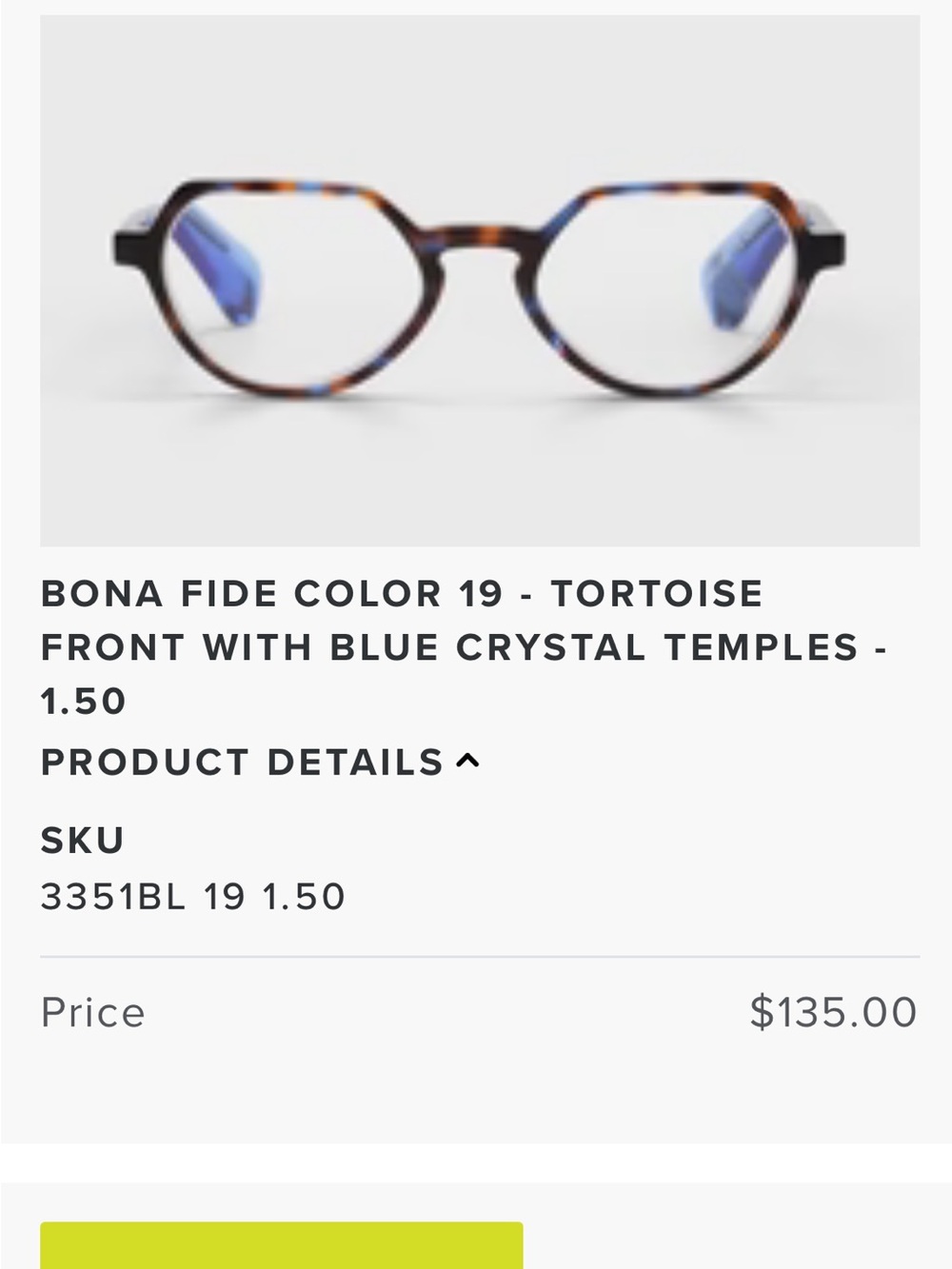 Eye Bobs readers 1.5 Tortoise Glasses with Blue Temples